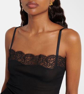 Lace-trimmed silk jersey tank top | Saint Laurent