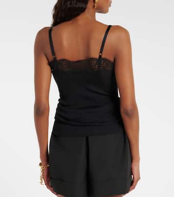 Lace-trimmed silk jersey tank top | Saint Laurent