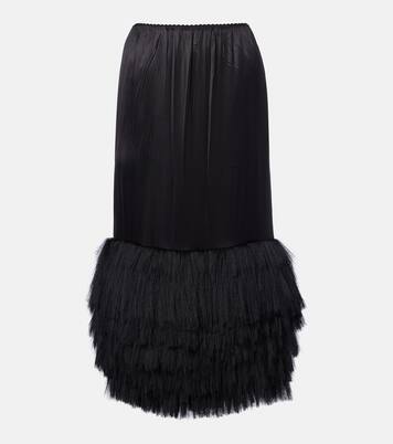 Fringed silk-blend satin slip skirt | Phoebe Philo