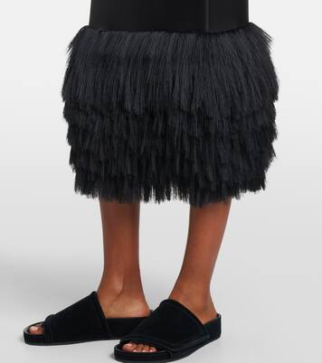 Fringed silk-blend satin slip skirt | Phoebe Philo