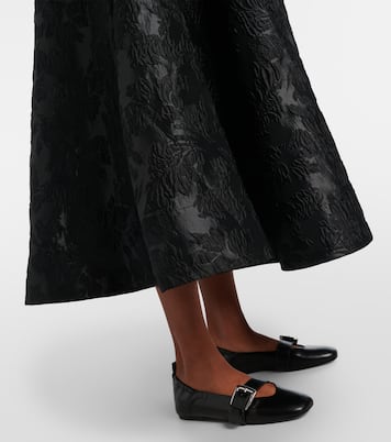 Bow-detail floral satin cloqué midi dress | Ganni