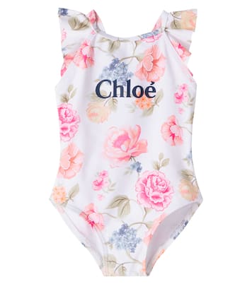 Baby logo floral swimsuit | Chloé Kids