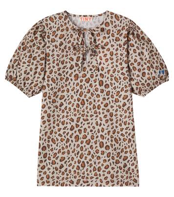Bow-detail leopard-print cotton dress | Tinycottons