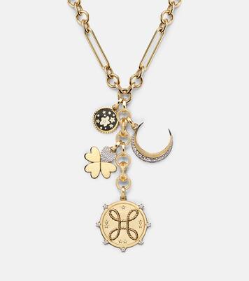 True Love & Crescent Midsize 18kt gold necklace with diamonds | FoundRae