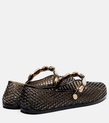 Iro embellished fishnet ballet flats | Ancient Greek Sandals