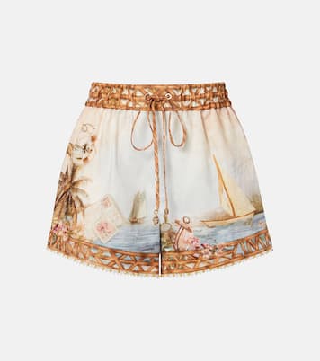 Shorts Mahon de lino estampados | Zimmermann