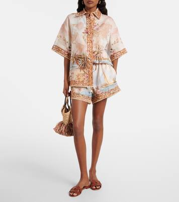 Shorts Mahon de lino estampados | Zimmermann