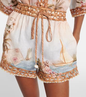 Shorts Mahon de lino estampados | Zimmermann