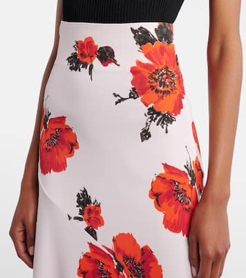 Jupe midi asymétrique à fleurs | Alaïa