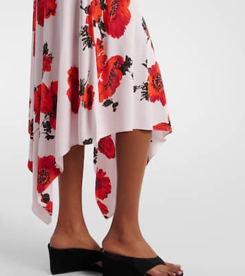 Jupe midi asymétrique à fleurs | Alaïa