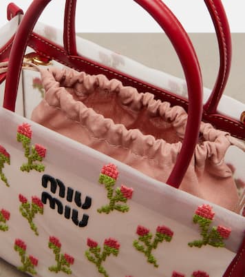 Sac à main en mesh à finitions en cuir | Miu Miu