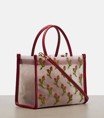 Sac à main en mesh à finitions en cuir | Miu Miu