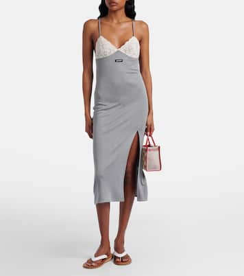 Sac à main en mesh à finitions en cuir | Miu Miu