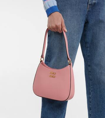 Madras leather shoulder bag | Miu Miu