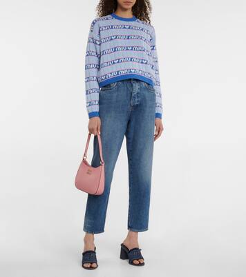 Madras leather shoulder bag | Miu Miu