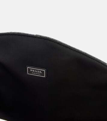 Logo leather-trimmed felt log carrier | Prada