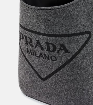 Logo leather-trimmed felt log carrier | Prada