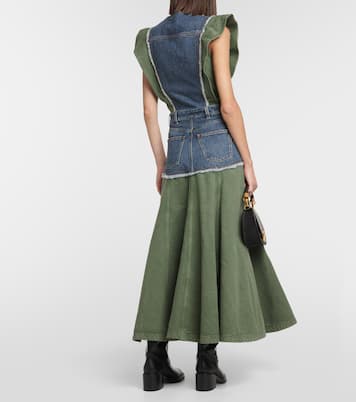 Vestido midi en denim con paneles | Chloé