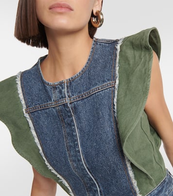 Vestido midi en denim con paneles | Chloé