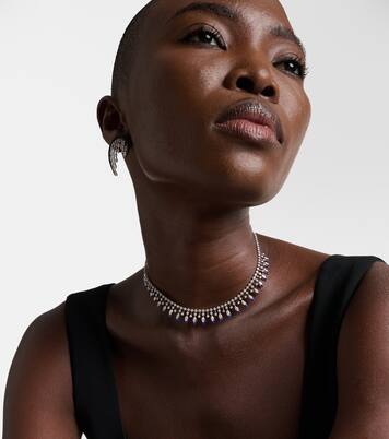 Choker Marquise en or blanc 18 ct, diamants et émail | Kamyen