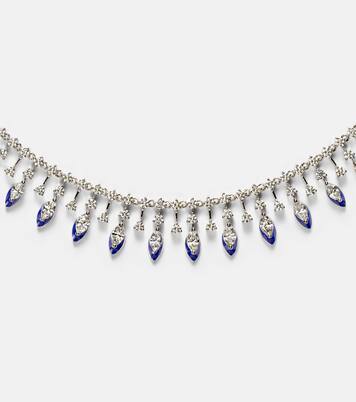 Choker Marquise en or blanc 18 ct, diamants et émail | Kamyen