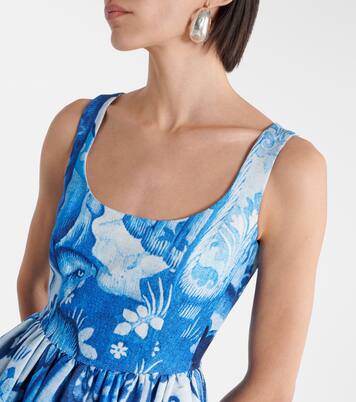Robe midi imprimée en coton mélangé | Erdem