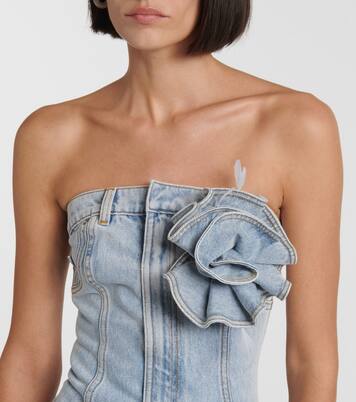 Robe midi en jean à fleurs | Area