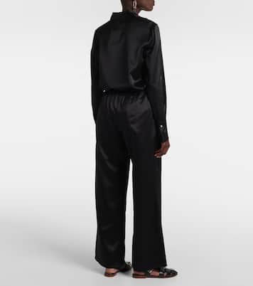 Pantalon ample Austin en laine et soie | Asceno