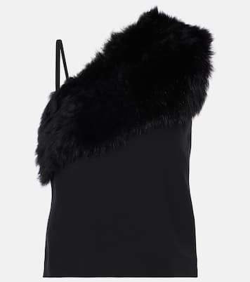 One-shoulder shearling-trimmed top | Toteme