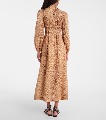 Vestido midi Cascadian de lino estampado | Zimmermann