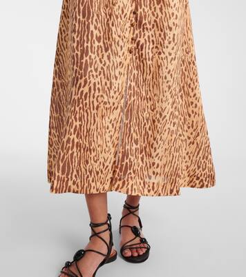 Vestido midi Cascadian de lino estampado | Zimmermann