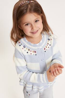 Embellished striped cardigan | Monnalisa