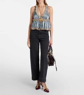 Lace-trimmed silk satin top | Chloé