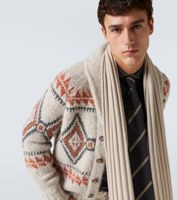 Ribbed-knit cashmere scarf | Brunello Cucinelli