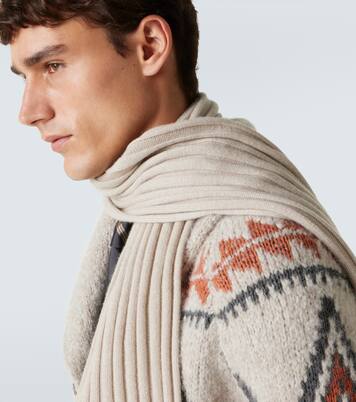 Ribbed-knit cashmere scarf | Brunello Cucinelli