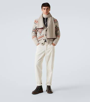 Ribbed-knit cashmere scarf | Brunello Cucinelli
