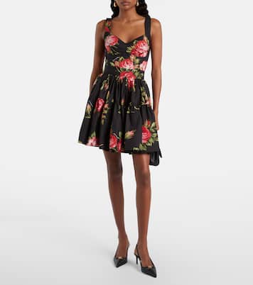 Mini-jupe en coton à fleurs | Dolce&Gabbana