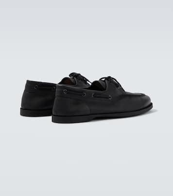 Foil leather boat shoes | John Lobb
