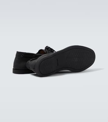 Foil leather boat shoes | John Lobb