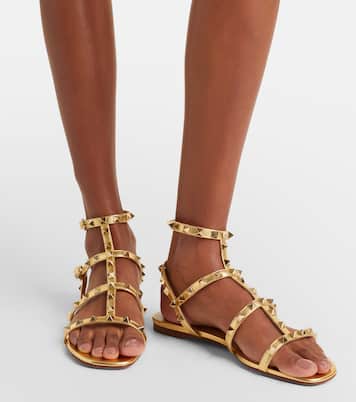 Rockstud metallic leather sandals | Valentino Garavani