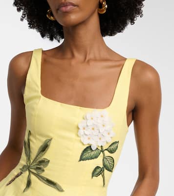 Vestido midi Frontera de lino adornado | Agua by Agua Bendita