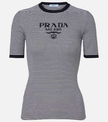Pull rayé en soie à logo | Prada