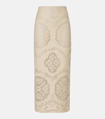 Floral cotton-blend midi skirt | Valentino