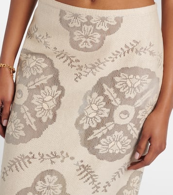 Floral cotton-blend midi skirt | Valentino