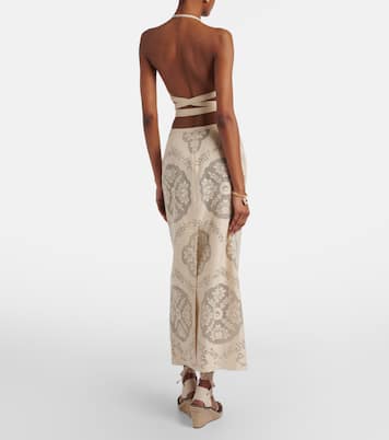 Floral cotton-blend midi skirt | Valentino