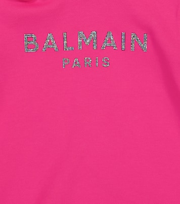 Logo cotton hoodie dress | Balmain Kids