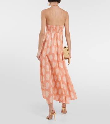 Robe midi imprimée en lin | Zimmermann
