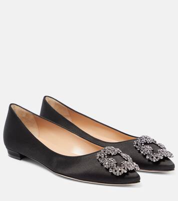 Hangisiflat embellished satin ballet flats | Manolo Blahnik