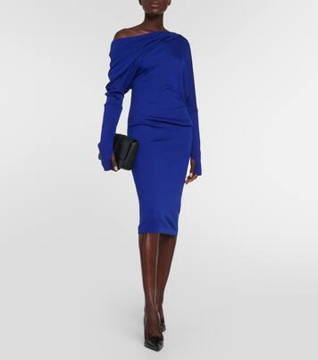 Robe midi en cachemire et soie à encolure bardot | Tom Ford