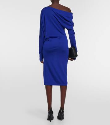 Robe midi en cachemire et soie à encolure bardot | Tom Ford